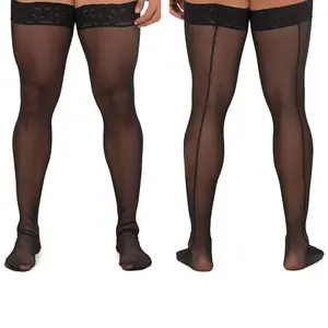 Mens người lớn vớ pantyhose người đàn ông garter vành đai xem qua vớ người lớn trong suốt