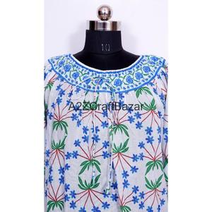 Vestido túnica de verano de diseñador bohemio indio, camiseta de bloque de mano de algodón, envoltura Floral estampada con bolsillos para ropa de playa - Product Image 2