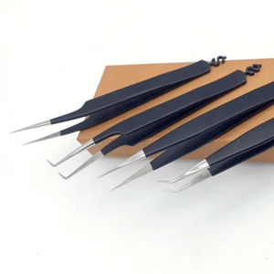 Pince à épiler d'extension de cils avec volume à pointe en fibre de logo personnalisé pince à épiler en acier inoxydable de marque privée avec texture lisse - Product Image 3