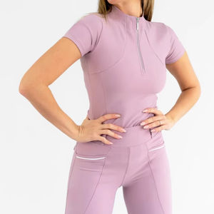 Chemise d'équitation pour femmes, tissu extensible respirant léger à manches courtes, couche de base pour l'équitation, OEM - Product Image 1