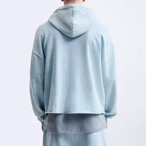Sweat à capuche pour homme avec broderie, léger, manches longues, pour l'automne en extérieur - MOQ faible, OEM personnalisé - Product Image 2