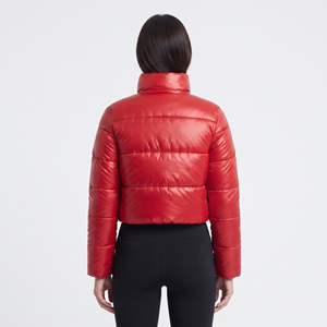 Bubble Puffer Winter Warm Hooded <b>Jacket</b> Women Fashion <b>Cropped</b> Coats Long Sleeve Outerwear Zipper Casual Parkas Padded Coat - Product Image 6