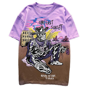 Personnalisé de Haute Qualité Surdimensionné Unisexe Sérigraphie Graphique 100% Coton Vintage Ombre Dip Dye Loose Fit T-Shirt pour Hommes - Product Image 2