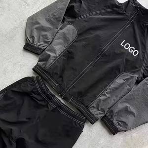 Vente en Gros de Logo Réfléchissant Surdimensionné Polyester Nylon Jogging Ensemble Survêtement Veste Coupe-Vent Zip Up Survêtement pour Hommes - Product Image 6