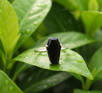 Solide 925 Sterling Silver Noir Onyx Prong Réglage Griffe Réglage Cercueil Anneau Femmes Éternité Boho Fête D'anniversaire Cadeau D'anniversaire