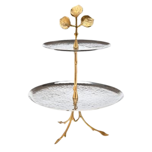 Whole <b>Sale</b> Decorative Hotel Restaurant Wedding Plate <b>Cake</b> <b>Stand</b> With 2 Tier Circular Shape Three-dimensional Dessert <b>Stand</b> - Product Image 5