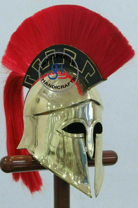 หมวกเกราะยุคกลางสวมใส่ได้หมวกกันน็อคกรีกคอรินเธียนชุดอัศวินสปาร์ตัน & ขนเกราะทองเหลืองหมวกกันน็อคสำหรับฮาโลวีน - Product Image 6