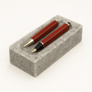 Nouvel arrivage Porte-stylo élégant en marbre gris avec finition dorée Idéal pour le bureau et la décoration intérieure de l'Inde - Product Image 4