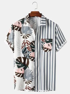 เสื้อคอปกแขนสั้นลำลองผ้าฝ้ายของผู้ชายเสื้อกีฬาแฟชั่นพิมพ์ลายฮาวายสำหรับใส่ในสภาพใหม่ - Product Image 4