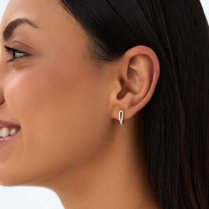 Boucles d'oreilles en or massif 14K à double rangée de mini diamants 0.18Ctw GH Couleur VS Clarté Boucles d'oreilles en diamant naturel prêtes à être expédiées - Product Image 4