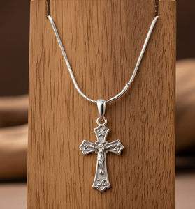 High Quality 925 Sterling Silver Unisex <b>Necklace</b> Heavy Custom Made Vermeil Cross <b>Pendant</b> Bezel Setting Link Chain Fine Gift - Product Image 4