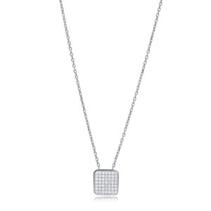 Collier à breloque en argent sterling 925 avec zircon blanc minimaliste de forme carrée, bijoux de mariage, vente en gros - Product Image 4