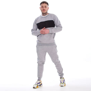 Conjunto de chándal ecológico gris y negro para hombre, chándal de invierno para correr con capucha, chándal liso para hombre - Product Image 6