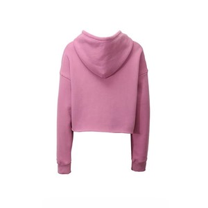 Sudadera con capucha corta con logotipo personalizado para mujer, sudadera informal de manga larga de lana, decoración de encaje, hombro caído lavado para entrenamientos - Product Image 4