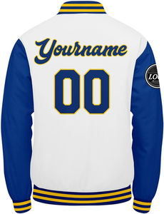 Royal/White/Yellow Custom Varsity <b>Jackets</b> for <b>Men</b> Women Youth Personalized Letterman <b>Jackets</b> with Stitched Name Number 2025 - Product Image 6