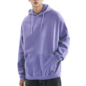 Sudaderas con capucha de algodón pesado de alta calidad para hombre, jersey de gran tamaño con hombros caídos, logotipo personalizado, bordado, diamantes de imitación, OEM disponible - Product Image 2