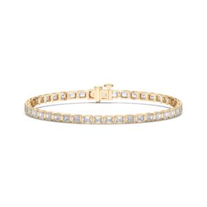 Pulsera con ajuste de bisel clásico de diamante de corte esmeralda de moissanita de 4,50 quilates de quilates hecha en oro sólido de 10K,14K,18K - Product Image 1