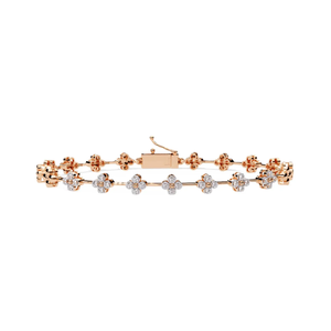 IGI Certified Floral Cluster Round Lab Grown Diamond Tennis Bracelet in 9K Yellow / White / Rose Gold - Product Image 3