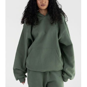 เสื้อฮู้ดดี้ผ้าฟลีซคอตตอนคุณภาพสูง ทรงหลวม ไหล่ตก มีเชือกผูก ปักลาย 3 มิติ ไซส์พลัส สำหรับผู้หญิง - Product Image 1