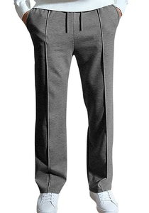 Pantalones Casuales de Color Sólido para Hombre, Corte Recto, Cintura Elástica con Cordón, Pliegues Delanteros, Transpirables, de Algodón, para Primavera - Product Image 2