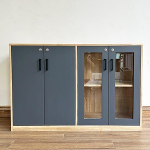 Natural Wood File & <b>Desk</b> <b>Cabinet</b> with Glass Doors for Office Organization THS68063 - Product Image 3