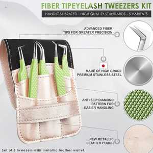 Meilleures pinces à cils en acier inoxydable de haute qualité 2025, antistatiques, à pointes dentelées, queues en fibre - Extension de cils personnalisable - Product Image 4