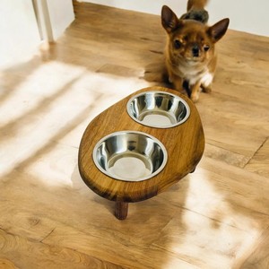 ชามไม้สำหรับสุนัขและแมวขนาดเล็กกันลื่นทรงสูงชามสเตนเลสสตีลใส่อาหารกล่องใส่อาหารสุนัขยกสูงกันน้ำ - Product Image 5