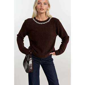 เสื้อไหมพรมแบบมีปก ยี่ห้อ Islemeli รุ่น Triko Kazak - สีน้ำตาล - สีน้ำตาล - Product Image 2
