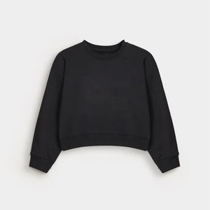 Sudadera Corta Lisa Negra de Alta Calidad para Mujer, Cuello Redondo, de Pakistán, Sudaderas Extra Grandes, Sudadera Personalizada con Logotipo para Mujer - Product Image 1