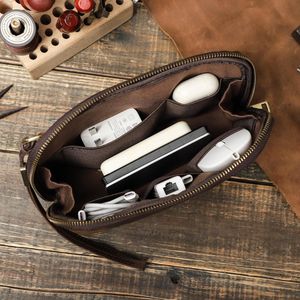 กระเป๋าจัดระเบียบอุปกรณ์อิเล็กทรอนิกส์หนังแท้ ทำมือ เป็นมิตรกับสิ่งแวดล้อม มีซิป สำหรับใส่สายชาร์จ อุปกรณ์เสริม ของใช้เดินทาง  รับสั่งทำ - Product Image 5