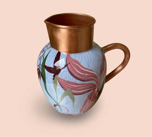 AK Brass Flamingo Print Pure Copper Jug with <b>Lid</b> in Multi Color Finished Customized Jug For Gifting / Personal Use - Product Image 1