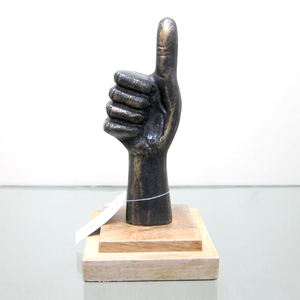 Noir Couleur Main Forme Conception Aluminium Bois Stand Matériel Sculpture Décorative Sculptures Modernes De L'Inde - Product Image 1