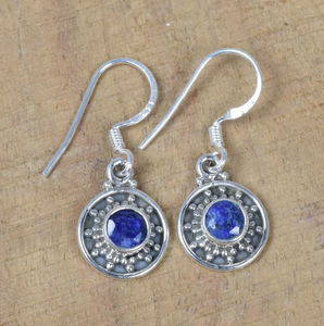 เครื่องประดับของขวัญเพื่อนที่ดีที่สุด925เงินสเตอร์ลิงสีน้ำเงินแซฟไฟร์เหลี่ยมเพชรพลอยทรงกลมทำด้วยมือตะขอห้อยห้อยต่างหูวันเกิด - Product Image 4