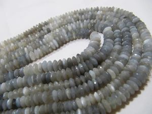 Pierre de lune grise naturelle coupe allemande, perles à facettes Rondelle taille 6 à 8mm perles en forme de disque gradué brin 8 pouces de long - Product Image 3