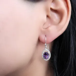 Pendientes de Plata 925 con Amatista en Forma de Gota para Mujer - Product Image 3