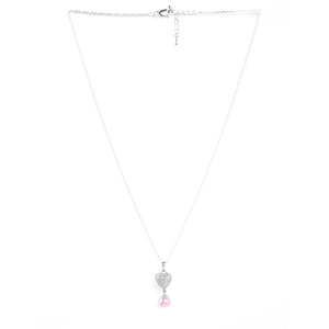 Pendentif Cœur en Perle Rose Argenté avec Chaîne, Pendentifs et Breloques Raffinés - Product Image 4