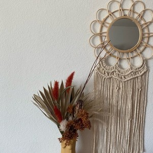 Miroir mural en rotin écologique, Design de fleur d'éclatement de soleil de fabrication Vietnam 99GD - Product Image 3