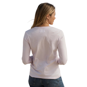 T-shirt à manches longues pour femme, col rond, rose clair, 100% coton biologique de luxe, pré-rétréci, certifié GOTS, coupe classique, doux et premium - Product Image 6