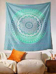 Tapiz Mandala para Colgar en la Pared, Diseño Floral Multicolor Azul, Estilo Bohemio, Pavo Real, Patrón Fractal, Estilo Indio, Hippie, Gitano - Product Image 2