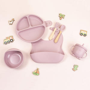 Lot <span class=keywords><strong>de</strong></span> 4 assiettes bébé en silicone avec ventouses, qualité alimentaire, pour l'alimentation des tout-petits et des enfants, vente en gros - Product Image 4