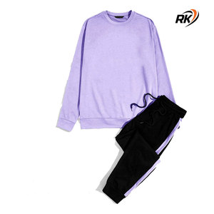 Survêtement d'hiver 100% en coton biologique pour hommes, pull à capuche, pantalon de survêtement cargo de jogging évasé - Product Image 4