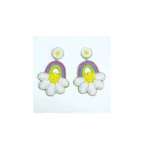 Handcrafted Embroidery Seed Beaded <b>Floral</b> Trendy Statement <b>Hoop</b> Earrings Fashion Jewelry for Weddings Gifting Festive Parties - Product Image 2