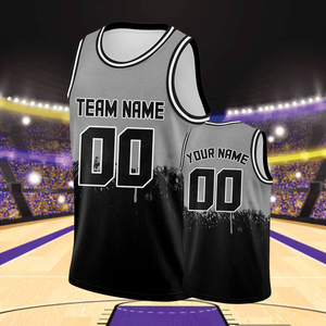 Maillot de basket-ball personnalisé noir gris débardeur hop impression personnalisée nom de l'équipe numéro Logo chemises de sport pour hommes femmes jeunes enfant - Product Image 5