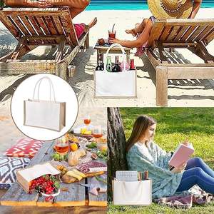 2024 sacs fourre-tout en toile de jute de conception personnalisée avec logo de nom fourre-tout à main de plage avec motif d'impression pour les cadeaux de fêtes - Product Image 6