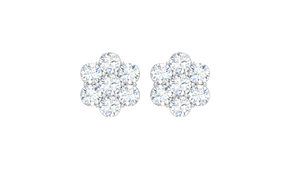 Pendiente tachonado elegante con forma de flor para mujer de oro de 14 quilates y diamantes naturales con corte brillante redondo de 14 diamantes | 0.50Ctw 1.50gm - Product Image 5