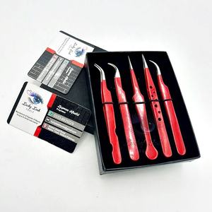 Pince à épiler pour extensions de cils rouge de haute qualité, durable, avec pointe en acier inoxydable à prise lisse, logo personnalisé, marque privée, pointe en fibre - Product Image 3