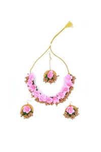 Red Floral Artificial Multilayer Pearl Hand Gajra Mehndi Haldi Bride Handmade Wedding Accessory <b>Beads</b> Bracelet <b>Set</b> Festive - Product Image 2