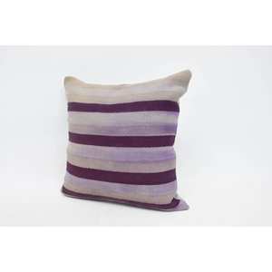 Almohada de retazos Ikat de lana a rayas Vintage púrpura, cojín decorativo tejido de 24x24 pulgadas para ropa de cama o uso en el suelo de la sala de estar - Product Image 4