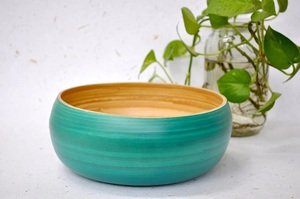 Ensaladera de fibra de bambú de color vintage con servidores Precio de vajilla desechable de color personalizado - Product Image 3