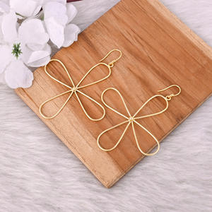 Traditional Brass Gold Plated Celeb Style Vintage Classic Statement Earrings <b>Set</b> <b>Cheap</b> Flower Shape for Gift Occasions - Product Image 3